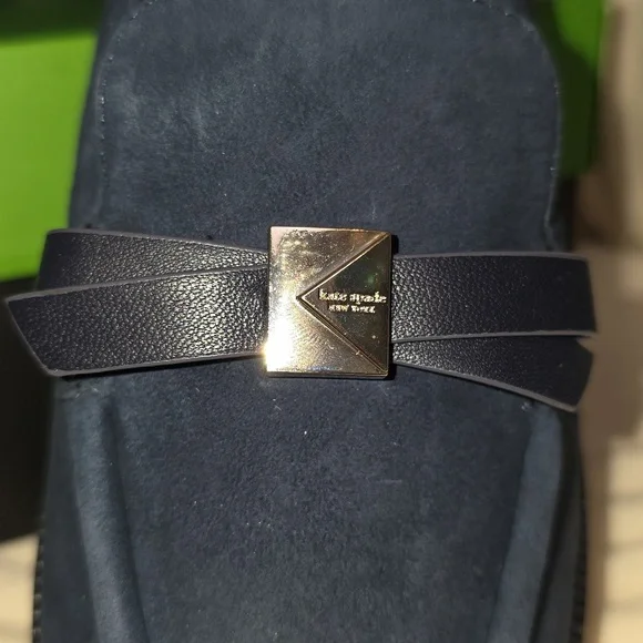 Kate Spade Dark Blue Loafers with Gold Accent - Picture 2 of 3